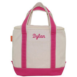 Personalized Pink Striped Insulated Lunch Tote